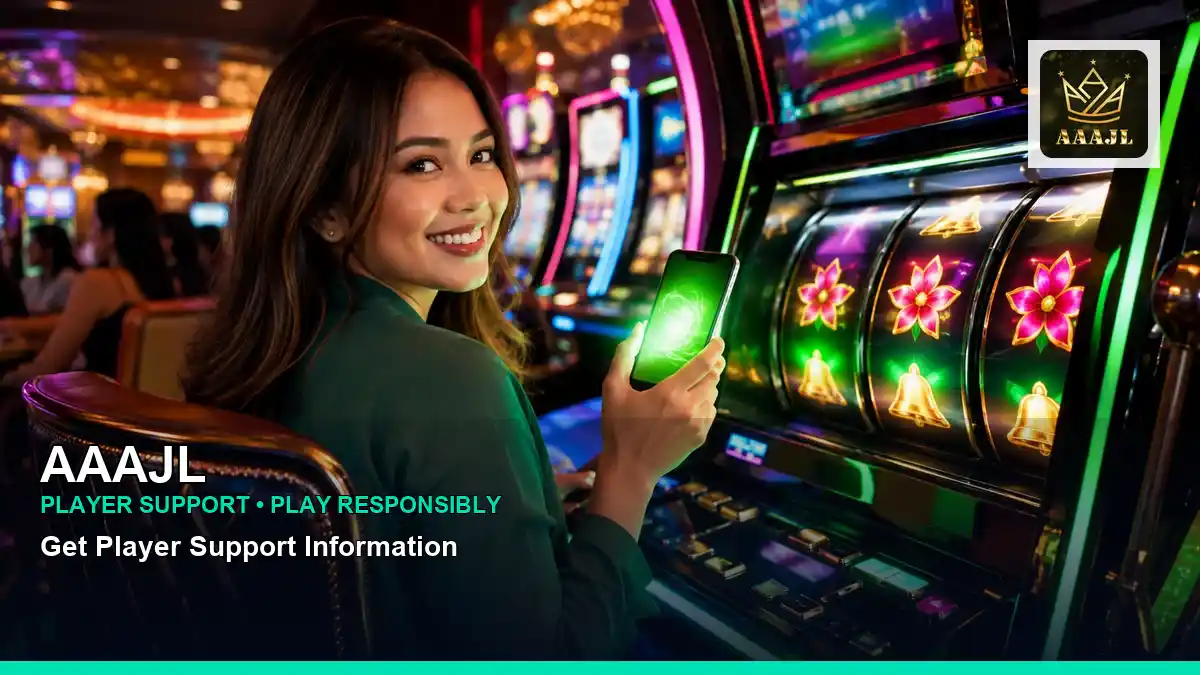 AAAJL casino first deposit rewards featuring an adult Filipina casino host with a dynamic composition